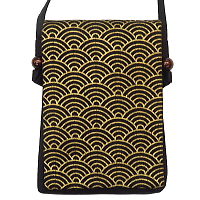 義若オリジナルのポシェット縦型　金彩・青海波（黒金）